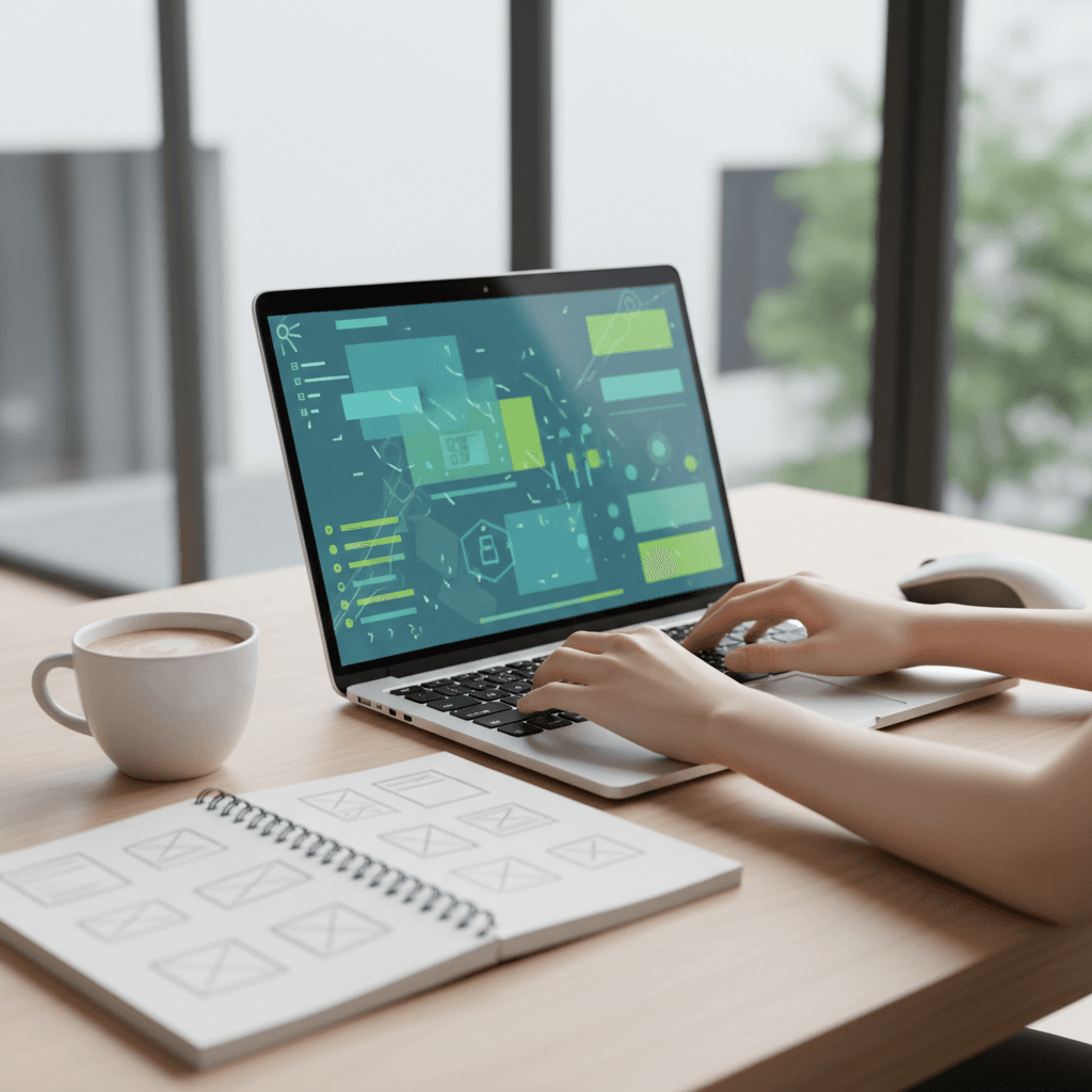 Digital designer at work on web project