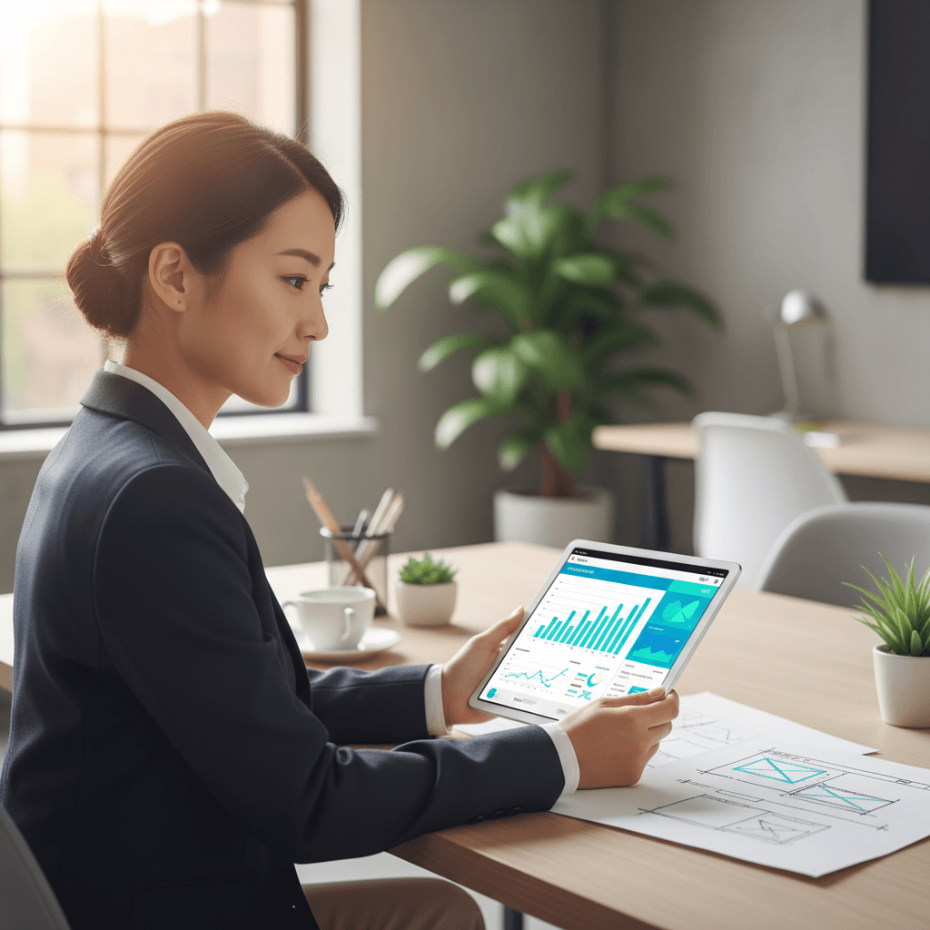 Client reviewing digital service results